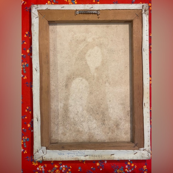 Vintage OIL ON CANVAS Young Girl Holding Basket Of Flowers Signed K. GROPIUS - Picture 12 of 13